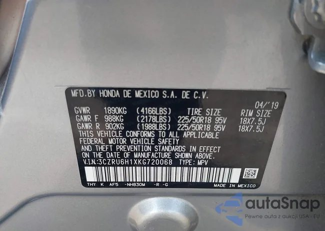 3CZRU6H1XKG720068: 42477440