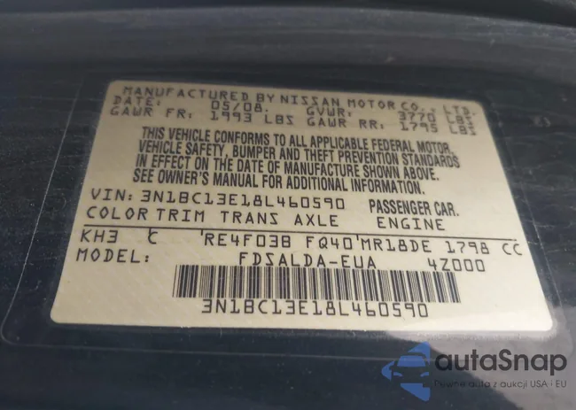 3N1BC13E18L460590: 42478943