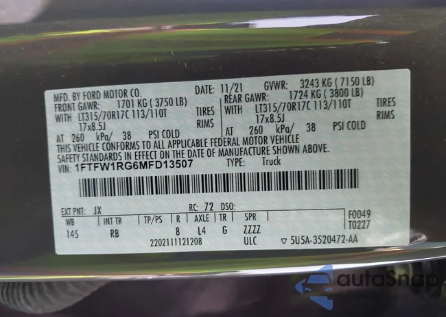 1FTFW1RG6MFD13507: 42479241