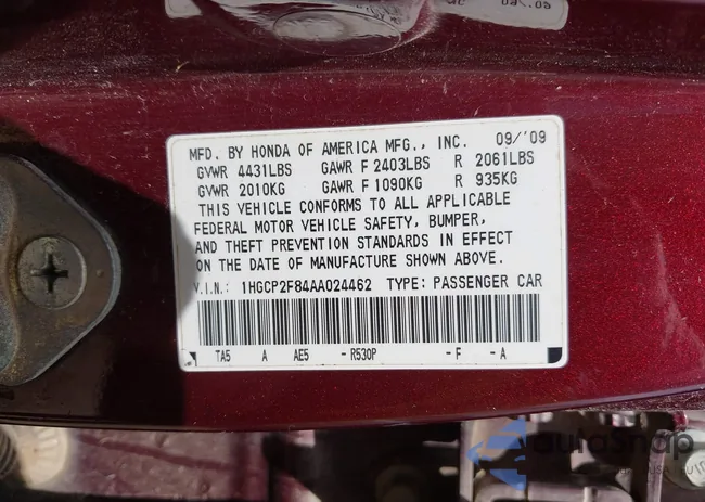 1HGCP2F84AA024462: 42479313