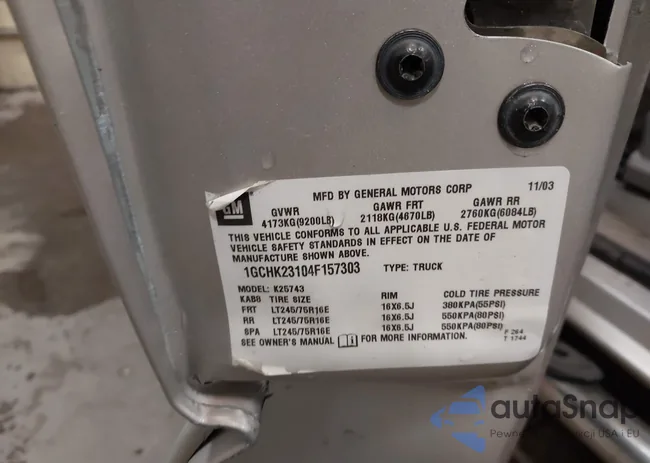 1GCHK23104F157303: 42478337