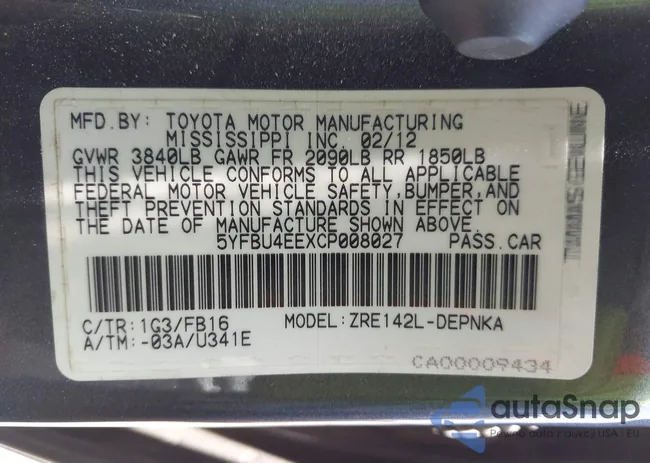 5YFBU4EEXCP008027: 42478415