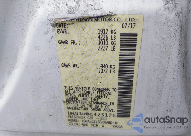 1N4AL3AP8HC475176: 42478670