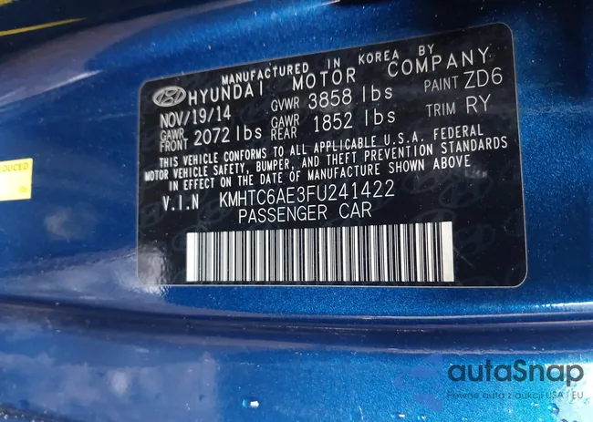 KMHTC6AE3FU241422: 42479933