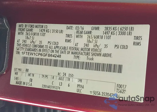 1FTEW1CP6GFB64248: 42479935