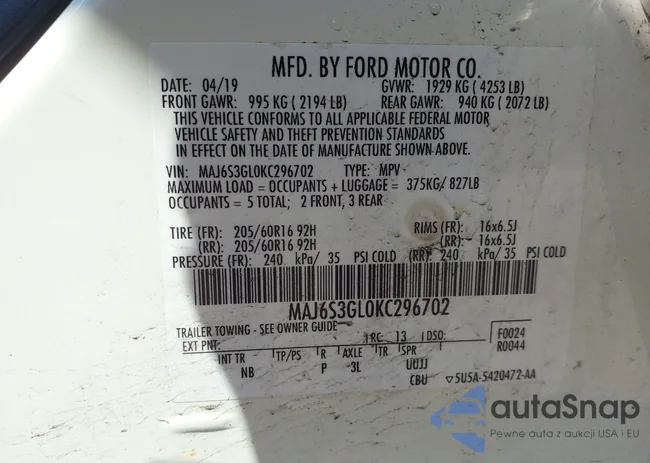 MAJ6S3GL0KC296702: 42479967