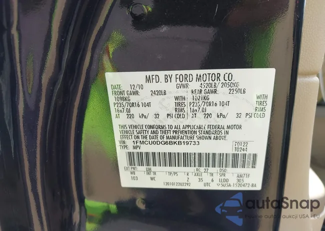 1FMCU0DG6BKB19733: 42480006