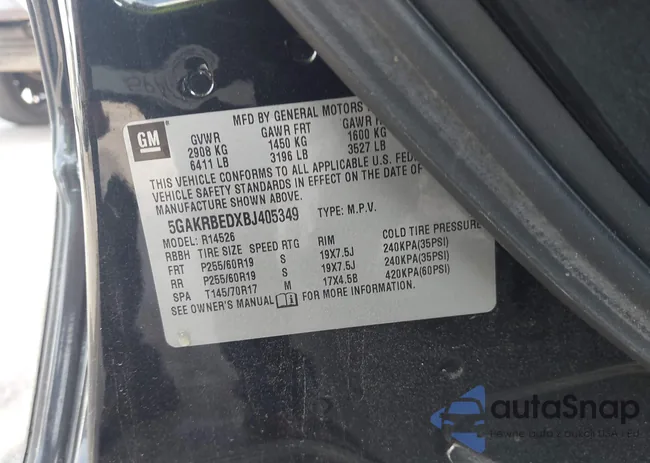 5GAKRBEDXBJ405349: 42480036