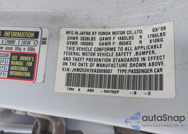 JHMZE2H7XAS009007: 42480220