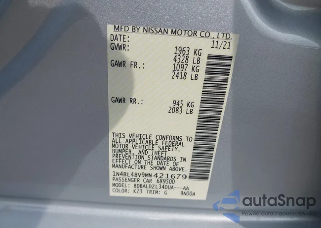 1N4BL4BV9MN421679: 42480264