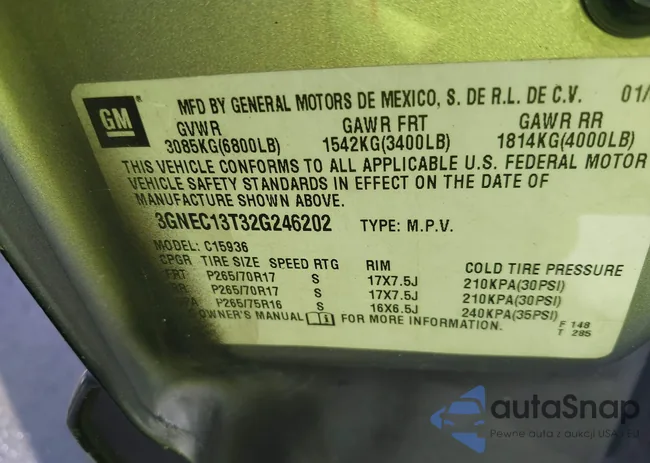 3GNEC13T32G246202: 42479532