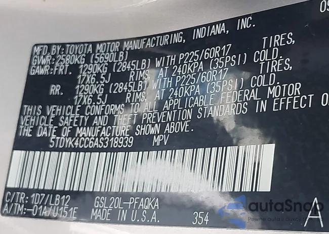 5TDYK4CC6AS318939: 42479573