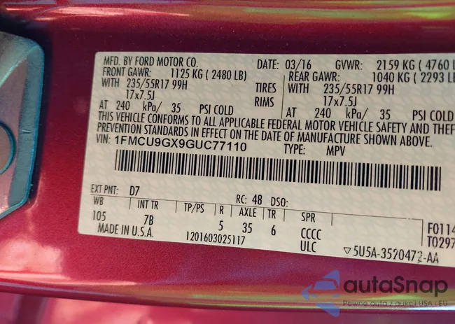 1FMCU9GX9GUC77110: 42479709