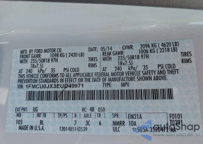 1FMCU0JX3EUD49971: 42480739