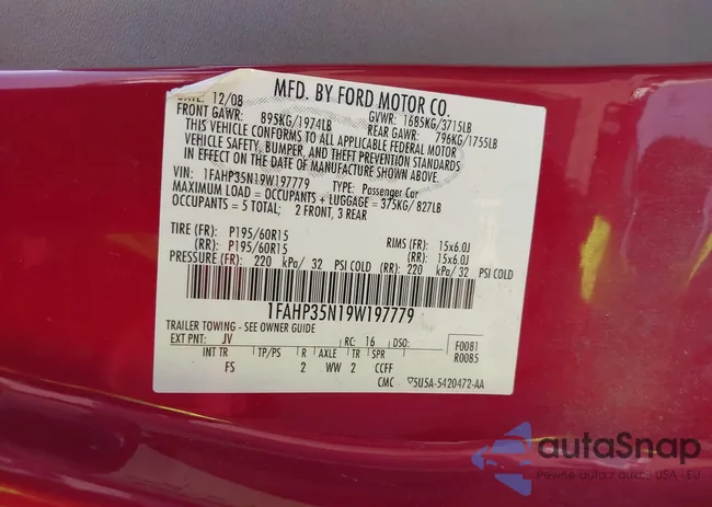 1FAHP35N19W197779: 42480838