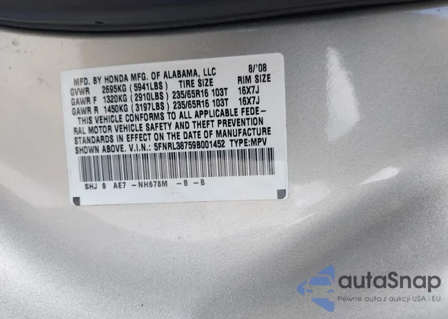 5FNRL38759B001452: 42480939