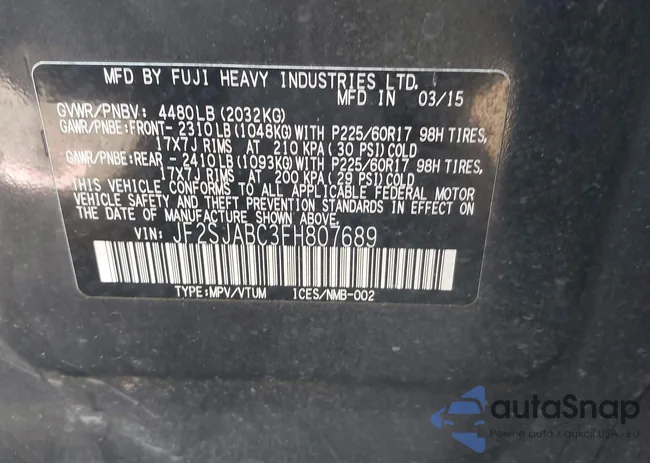 JF2SJABC3FH807689: 42480967