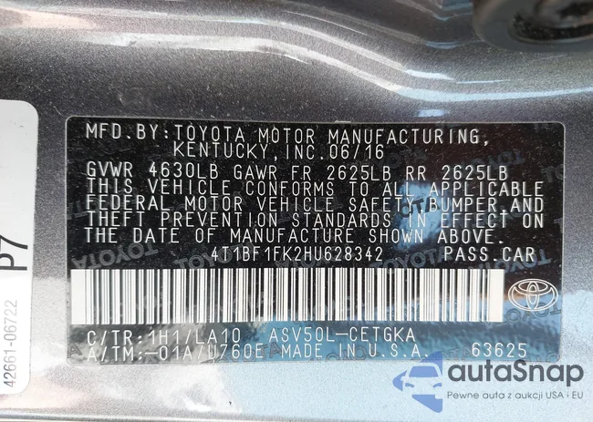 4T1BF1FK2HU628342: 42481084