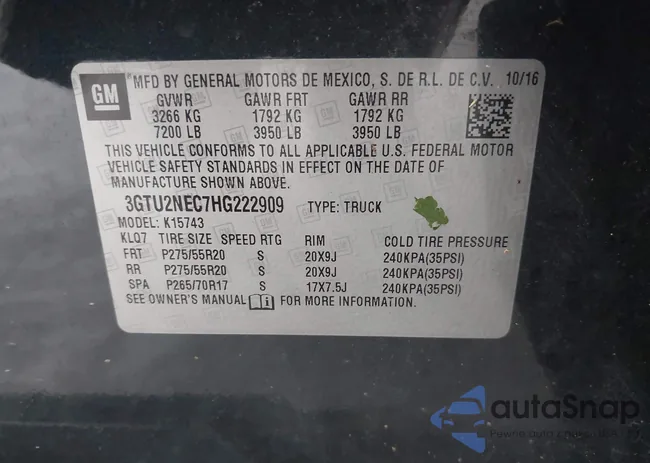 3GTU2NEC7HG222909: 42481235