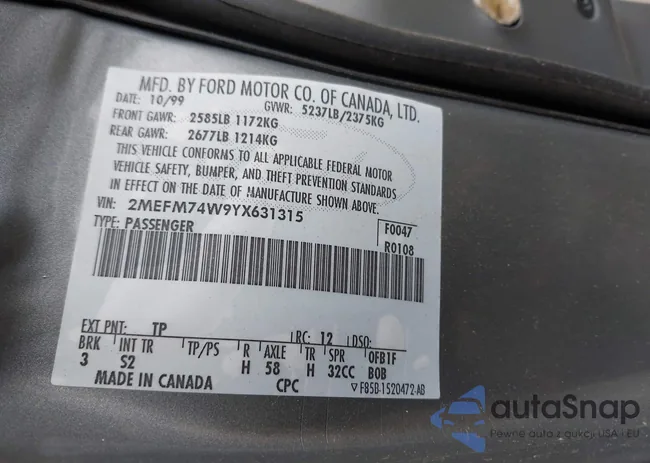 2MEFM74W9YX631315: 42481247