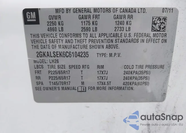 2GKALSEK6C6104235: 42481716