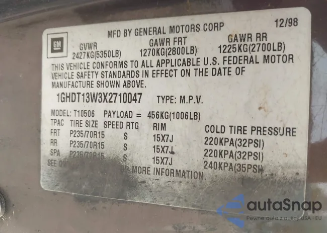 1GHDT13W3X2710047: 42481978