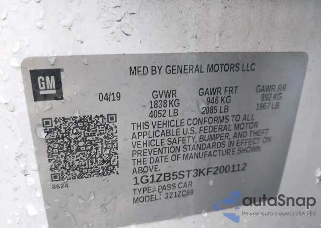 1G1ZB5ST3KF200112: 42482060