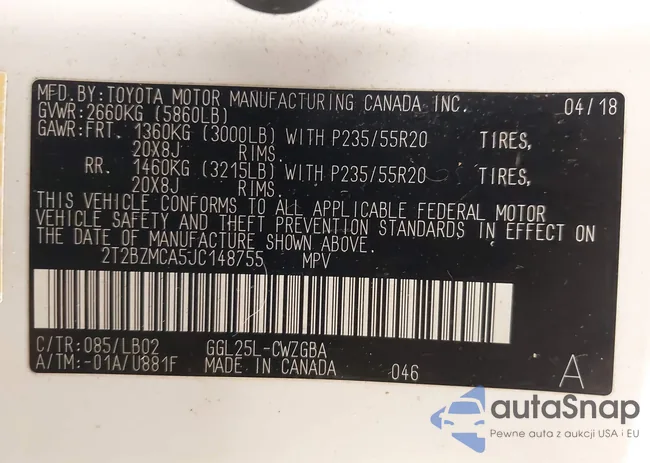 2T2BZMCA5JC148755: 42481324