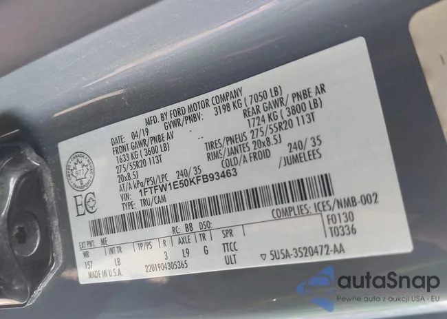 1FTFW1E50KFB93463: 42481565