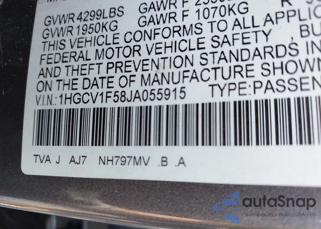 1HGCV1F58JA055915: 42481621