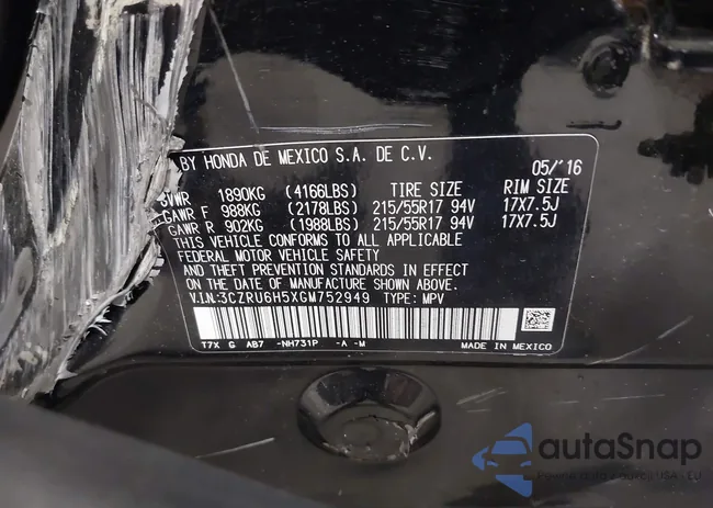 3CZRU6H5XGM752949: 42482775