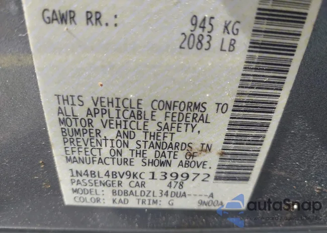 1N4BL4BV9KC139972: 42482835