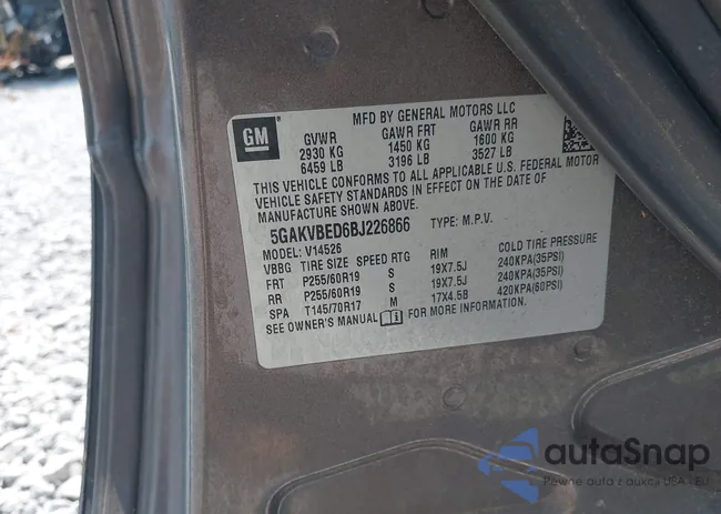 5GAKVBED6BJ226866: 42482902