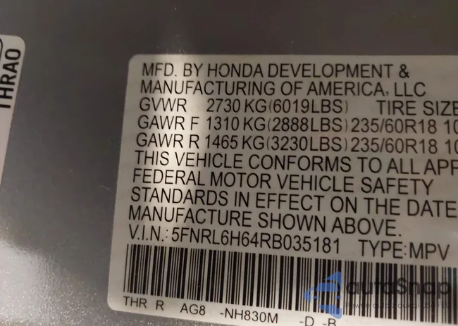 5FNRL6H64RB035181: 42483023