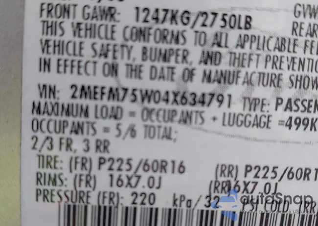 2MEFM75W04X634791: 42482387