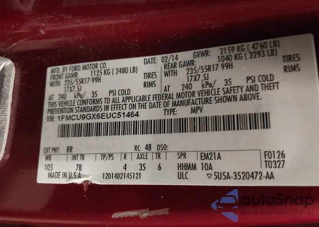 1FMCU9GX6EUC51464: 42482542