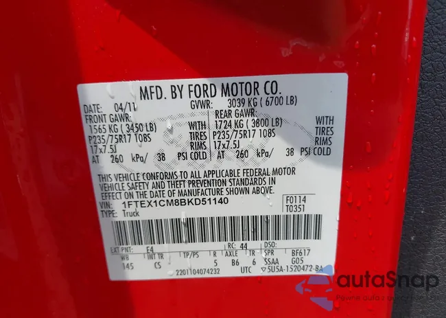 1FTEX1CM8BKD51140: 42483828