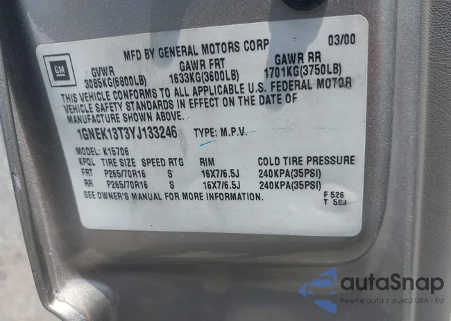 1GNEK13T3YJ133246: 42484297