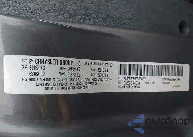 3C3CFFAR8DT664796: 42483443