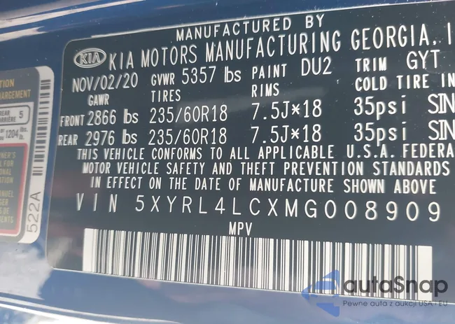 5XYRL4LCXMG008909: 42484411