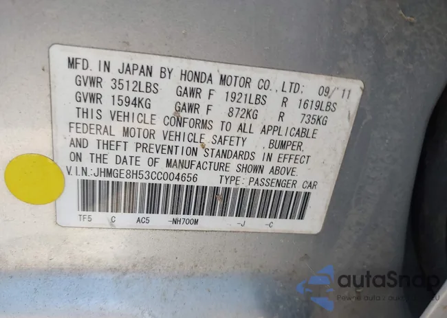 JHMGE8H53CC004656: 42484472