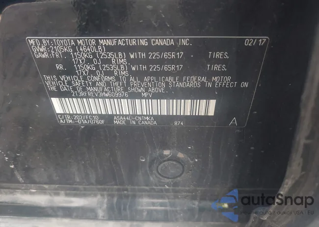 2T3RFREV3HW609976: 42486255