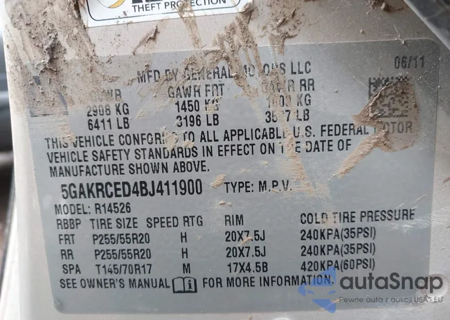 5GAKRCED4BJ411900: 42485425