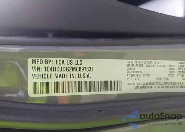 1C4RDJDG2MC697331: 42485486