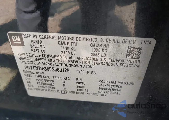 3GYFNDE38FS569129: 42485655