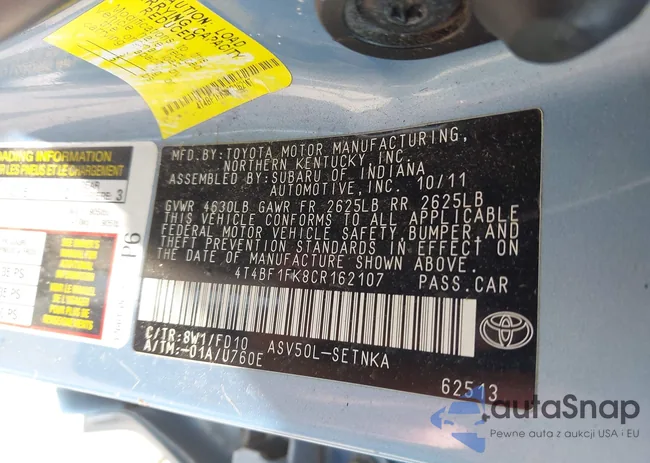 4T4BF1FK8CR162107: 42486945