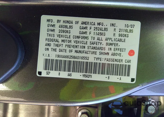 19UUA66258A016552: 42487070