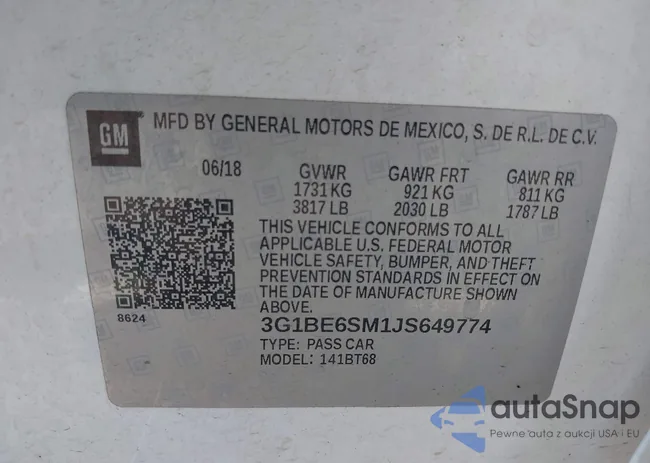 3G1BE6SM1JS649774: 42487313