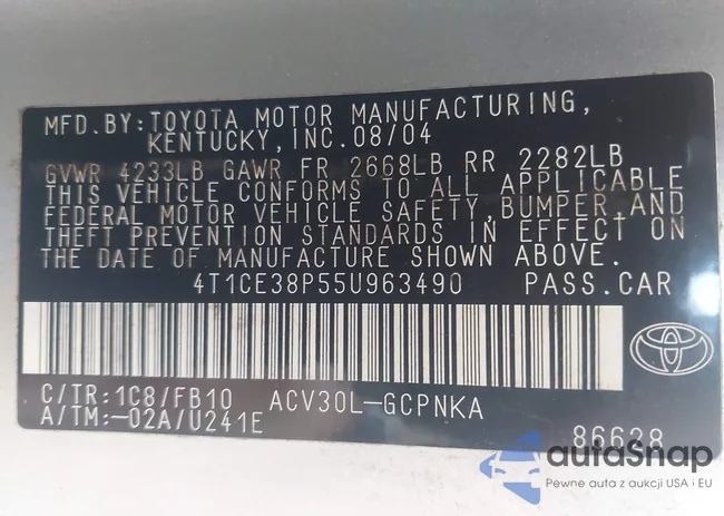 4T1CE38P55U963490: 42487817