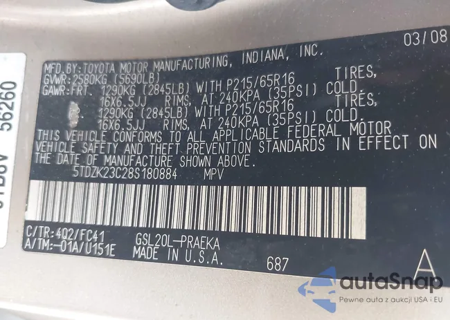 5TDZK23C28S180884: 42487828